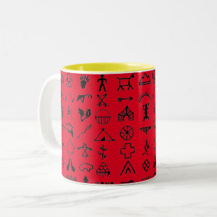 Caneca De Café Em Dois Tons Imagem Nativa Americana Símbolos Coffee Mug