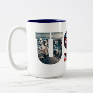Caneca De Café Em Dois Tons Imagens Icônicas Americanas Patrióticas dos EUA
