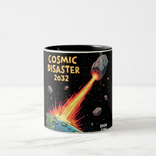 Caneca De Café Em Dois Tons Impacto Asteroide Catástrofe Cósmica 2032