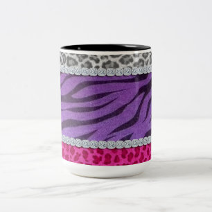 Caneca De Café Em Dois Tons Impressão animal do diamante feminino