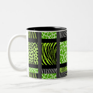 Caneca De Café Em Dois Tons Impressão animal mista de verde limão