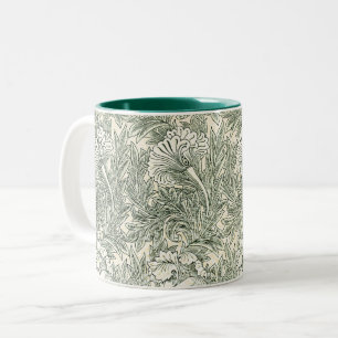 Caneca De Café Em Dois Tons Impressão artística floral Tulipa Verde de William
