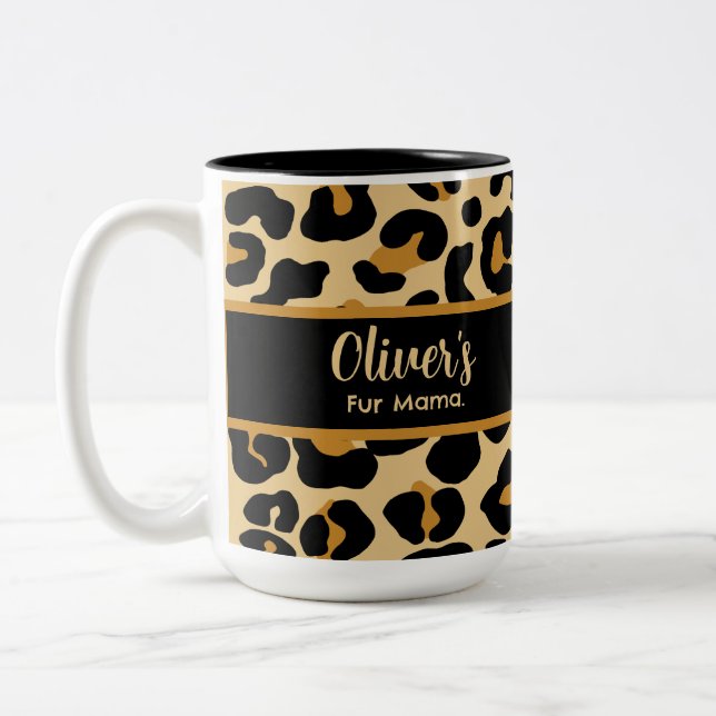 Caneca De Café Em Dois Tons Impressão Clássico de Leopard Personalizado (Esquerda)
