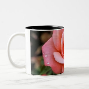 Caneca De Café Em Dois Tons Impressão de Arte Botânica Rosa Romântica