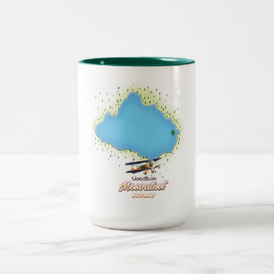 Caneca De Café Em Dois Tons Impressão de arte do mapa do lago Mosvatnet na Nor