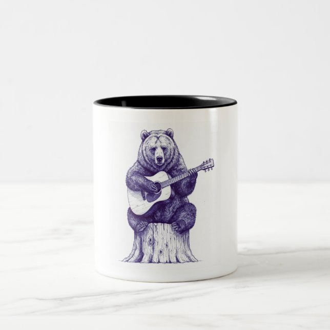 Caneca De Café Em Dois Tons Impressão de Arte do Urso de Harmonia Russo (Centro)