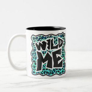Caneca De Café Em Dois Tons Impressão de Leopardo Negro e Teal