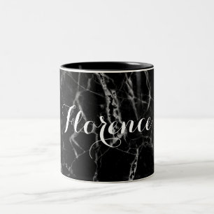 Caneca De Café Em Dois Tons Impressão de mármore preto clássico conhecido