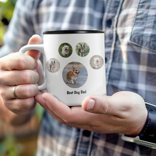 Caneca De Café Em Dois Tons Impressão de Pata de Fotografia de Cão Personaliza