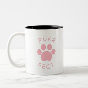 Caneca De Café Em Dois Tons Impressão de pata rosa perfeita para gatos