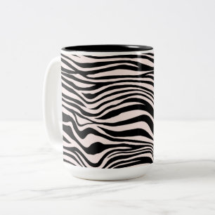 Caneca De Café Em Dois Tons Impressão de Zebra de Areia Preta e Esbranquiçada