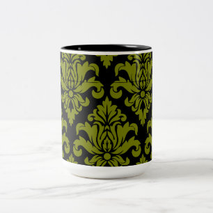 Caneca De Café Em Dois Tons Impressão decorativo do Tecido do Damasco