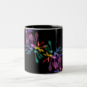 Caneca De Café Em Dois Tons Impressão dos fogos-de-artifício do arco-íris