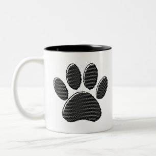 Caneca De Café Em Dois Tons Impressão em Pata de Puppi, de Preto e Branco
