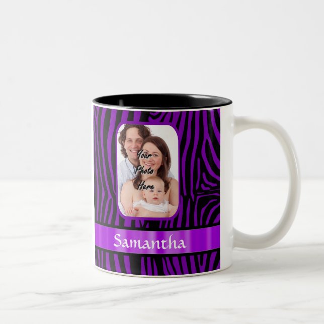 Caneca De Café Em Dois Tons Impressão em zebra roxa (Direita)