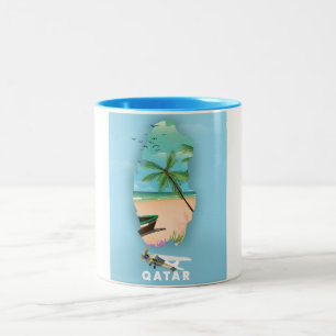 Caneca De Café Em Dois Tons Impressão ilustrado do Qatar