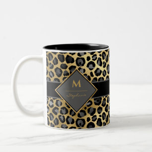 Caneca De Café Em Dois Tons Impressão Leopard do Monograma de Tendência  Cin