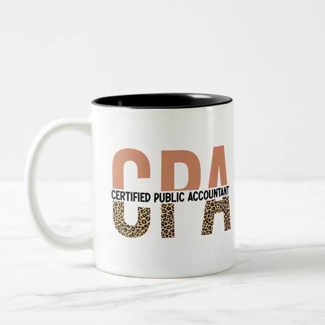 Caneca De Café Em Dois Tons Impressão Leopardo do Contador Público Certificada (Esquerda)