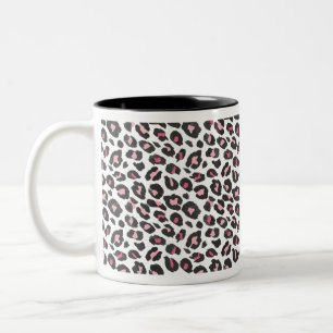 Caneca De Café Em Dois Tons Impressão leopardo, impressão de guepardas, rosa,