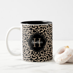 Caneca De Café Em Dois Tons Impressão Leopardo Monograma