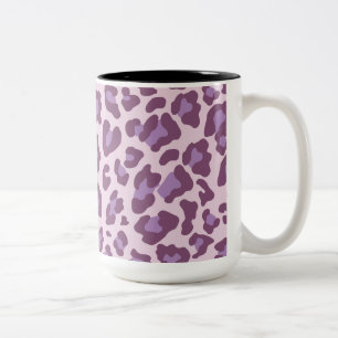 Caneca De Café Em Dois Tons Impressão Leopardo Roxo e Lavanda