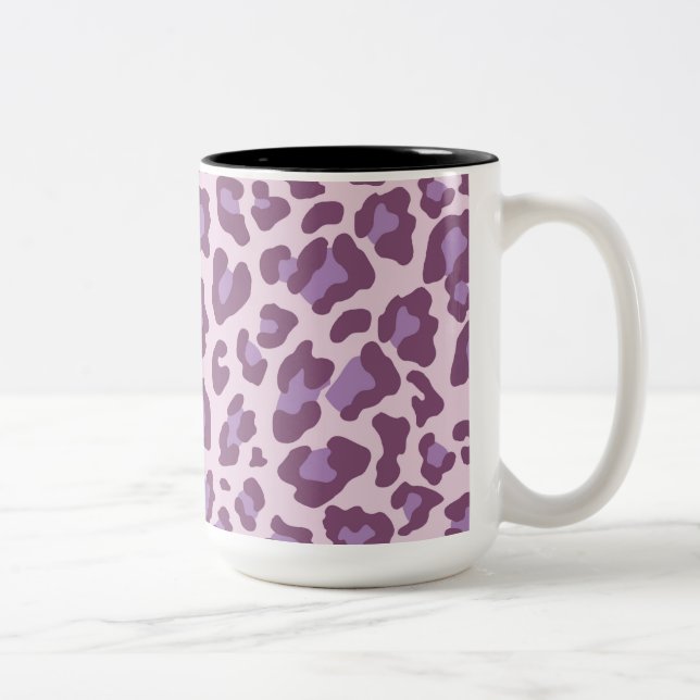Caneca De Café Em Dois Tons Impressão Leopardo Roxo e Lavanda (Direita)