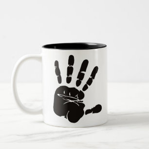 Caneca De Café Em Dois Tons Impressão Mão Preta
