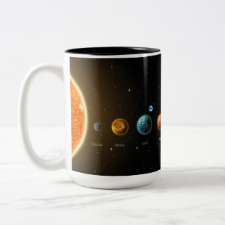 Caneca De Café Em Dois Tons Impressão Solar System Mug de Galáxia Preta