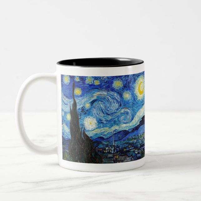 Caneca De Café Em Dois Tons Impressionismo Vincent Van Gogh Starry Night (Esquerda)