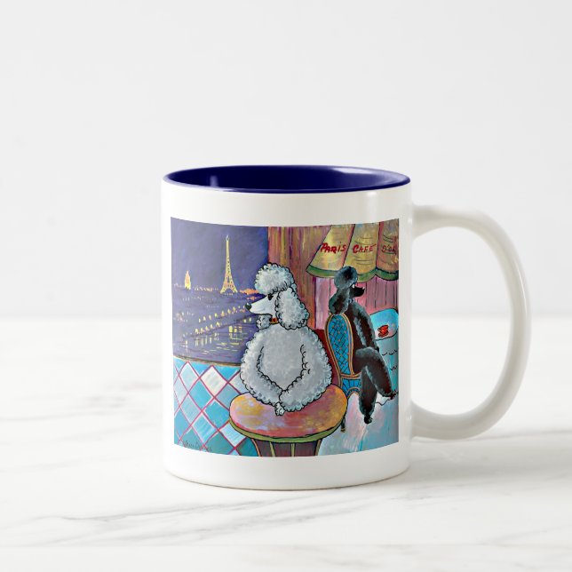 Caneca De Café Em Dois Tons Impressionista Art Poodles Paris Café Mug Cup (Direita)