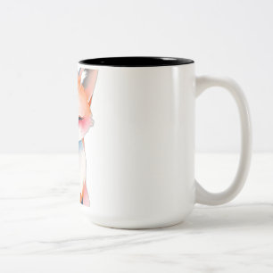 Caneca De Café Em Dois Tons Impressionista Watercolor Fox com Cogumelos