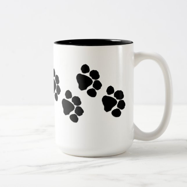 Caneca De Café Em Dois Tons Impressões animais da pata (Direita)