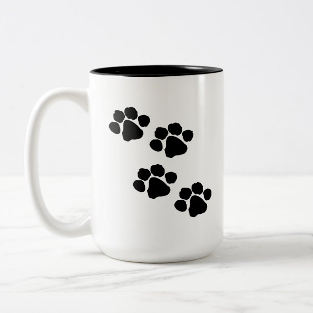 Caneca De Café Em Dois Tons Impressões da pata dos animais de estimação (Esquerda)