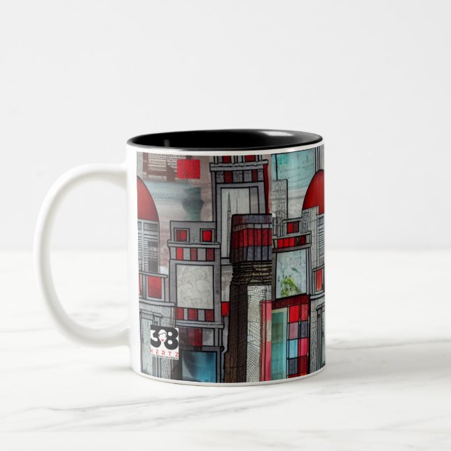 Caneca De Café Em Dois Tons Impressões de arquitetura (Esquerda)