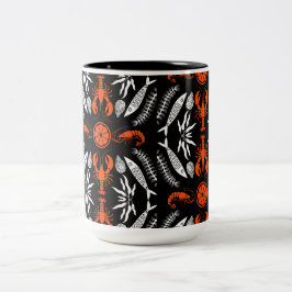 Caneca De Café Em Dois Tons Impressões de Decoração de Arte Marinha