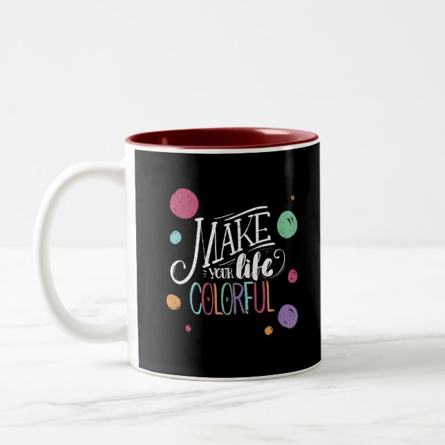 Caneca De Café Em Dois Tons Impressões de Mensagens Positivas com Designs Artí (Esquerda)