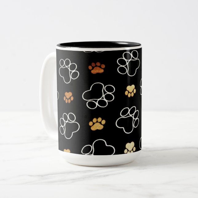 Caneca De Café Em Dois Tons Impressões de patas (Frente Esquerda)