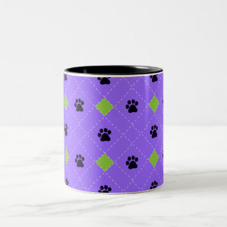 Caneca De Café Em Dois Tons Impressões verdes da pata de Argyle