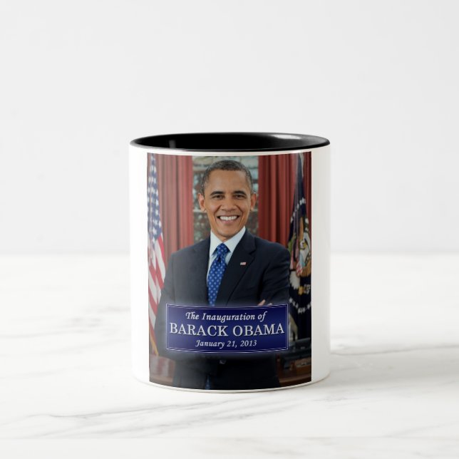 Caneca De Café Em Dois Tons Inauguração de Barack Obama 2013 (Centro)
