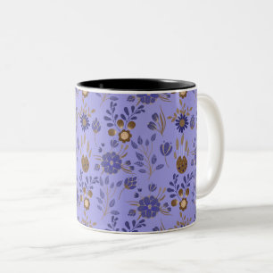 Caneca De Café Em Dois Tons Incrível Padrão Floral