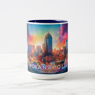 Caneca De Café Em Dois Tons Indianapolis Artsy Skyline