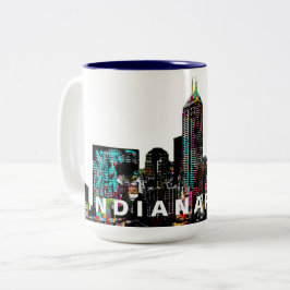 Caneca De Café Em Dois Tons Indianápolis, Indiana em grafite