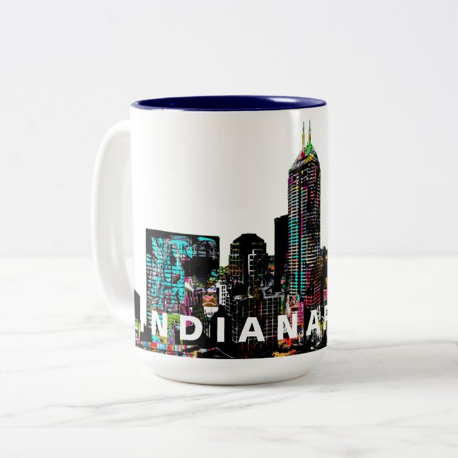 Caneca De Café Em Dois Tons Indianápolis, Indiana em grafite (Frente Esquerda)