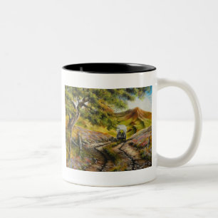 Caneca De Café Em Dois Tons Indo para a cidade Paining por David Paul