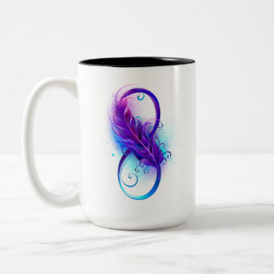 Caneca De Café Em Dois Tons Infinidade com pena roxa