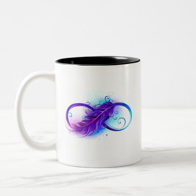Caneca De Café Em Dois Tons Infinito com Pena Roxa (Esquerda)