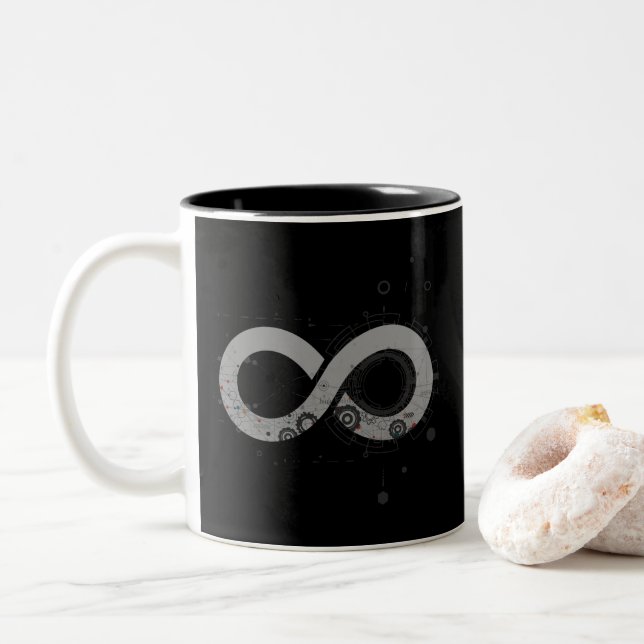 Caneca De Café Em Dois Tons Infinito - Símbolos Matemáticos Mug De Café De Doi (Com Donut)