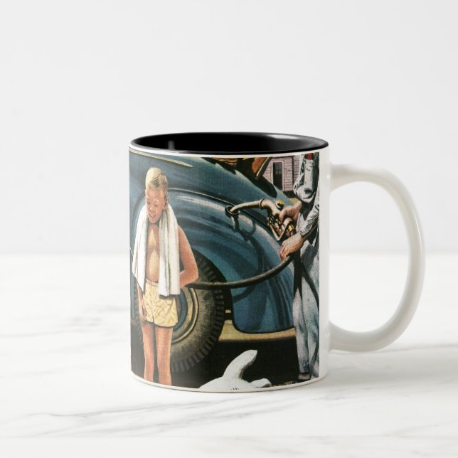 Caneca De Café Em Dois Tons Inflando o brinquedo da praia (Direita)