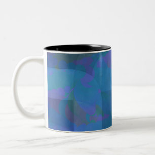 Caneca De Café Em Dois Tons Inglês: Azure Tides - Oceanic Abstrato Geometry