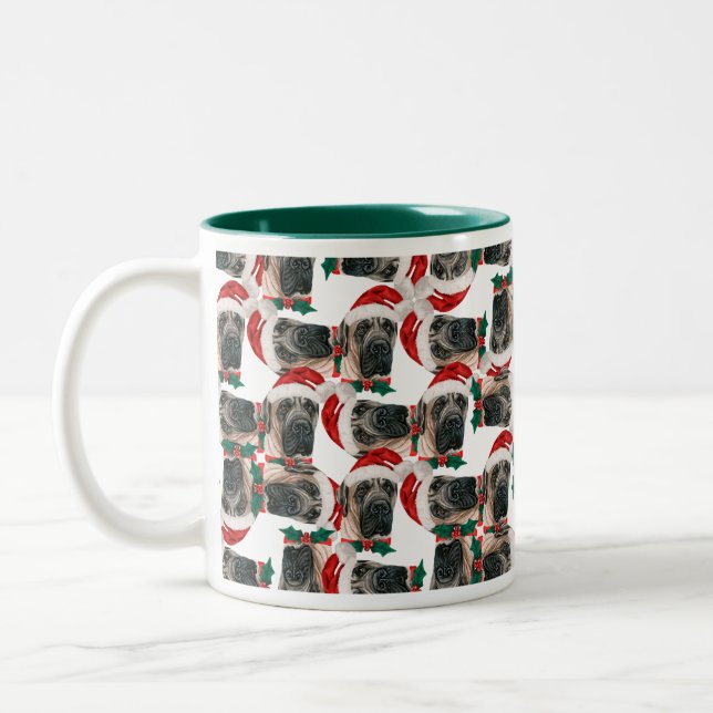 Caneca De Café Em Dois Tons Inglês engraçado Mastiff Padrão de Natal (Esquerda)